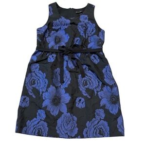 Lane Bryant Blue/Black Plus Floral Jacquard Sleeveless Dress W/Belt Size 26